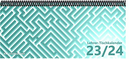Lehrer - Tischkalender 2023/24: XXL-Tischkalender, Bunt-Kalender Labyrinth türkis 14,5 x 32,5 cm, quer, Juli 2023 - September 2024