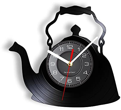 Smotly Vinyl wall clock, teapot pattern-shaped analog clock, is a wall clock gift for tea lovers.