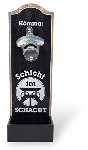 BUSDUGA 4160 Wand-Flaschenöffner Ruhrpott Metallöffner Kronkorkensammler Wandobjekt (Schicht im Schacht)