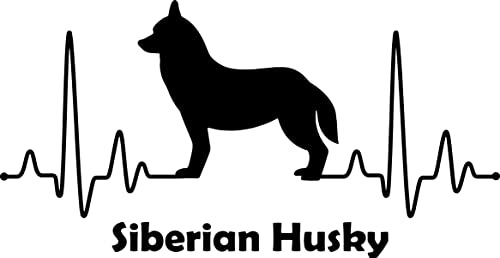 Generisch Autoaufkleber Aufkleber Herzschlag Liebe EKG Deko Sticker selbstklebend schwarz Breite 28cm Motiv: Siberian Husky 03