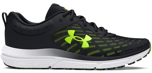 Under Armour Charged Assert 10, Scarpe da Corsa Uomo, (004) Nero/Nero/Giallo ad Alta visibilità, 44.5 EU
