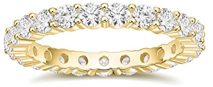 Titaniumcentral 3mm Damen Eternity Ring Silber 925 Zirkonia Volle Ewigkeitsringe Vorsteckring Schmal Verlobungsringe Eheringe Trauringe Memoire Ringe (Gelbgold, 65 (20.7))