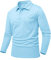 donhobo Herren Poloshirts Langarm Golfshirts Schnelltrocknend Atmungsaktiv Outdoor Funktionsshirt Tennis Arbeit Casual Polo T-Shirts Tops, Himmelblau, XXL