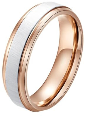 Homxi Edelstahl Herrenring mit Gravur,Rund mit 6MM Herren Rosegold Herren Ringe Gr. 60 (19.1)