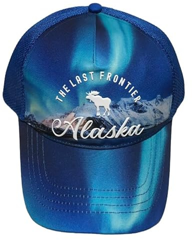Robin Ruth Quality Ball Cap Hat Alaska Elch Northern Lights Blau, Blau, Einheitsgröße