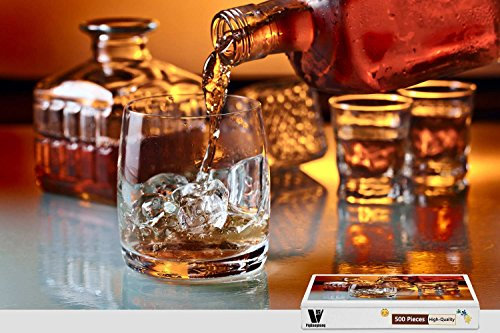 1000 Pieces Large Whiskey Jigsaw Puzzles for Adults and Teens Intellectual Puzzles Games Toys Gift Ideal for DIY,Relaxation,Hobby,Entertainment (Liquor Alcohol Spirits Drink Whiskey)