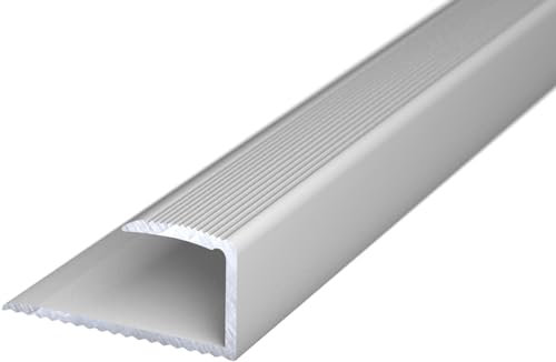 (10,99EUR/m) Einschubprofil von 13-15 mm Belagstärke 1700 mm lang silber Abschlussprofil für Hartböden U-Profil