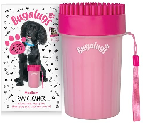 Bugalugs Dog Paw Cleaner Paw Washers For Dogs. A Portable Shower Paw Cleaner For Dogs & Cats. Foot Washer is an Essential Paw Washer Dog Walking Accessories (Medium)