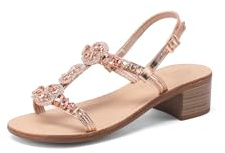 QUEEN HELENA Sandali Gioiello con Strass con Tacco Donna Y6017 (Oro Rosa, Sistema Taglie Calzature EU, Adulto, Donna, Numero, Media, 39)