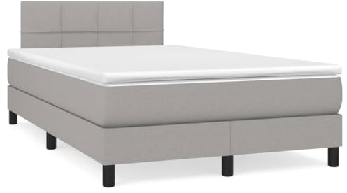 SECOLI Boxspringbett 120x190 mit matratze,LED Polsterbett 120x190 Bett 120x190 mit matratze und lattenrost Bett mit matratze 120x190 komplett-Hellgrau-120 x 190 cm-3