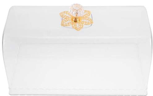 ABOOFAN Clear Cake Dome Rectangular Cake Cover Reusable Plastic Dome with Handle Transparent Food Cover for Dessert Tray Bread Plate Fruit Platter Serving Platter