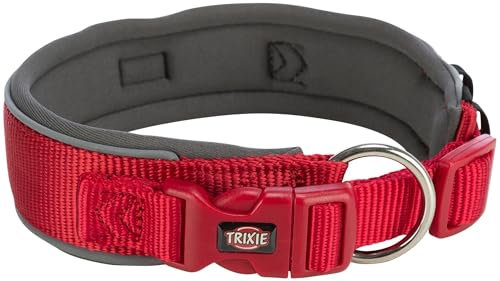 Trixie Premium Halsband fÜr Hund extra breit rot/Graphitgrau