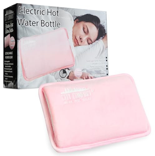 CityComfort Wiederaufladbare Wärmflasche Elektrisch 450W bis zu 6h Laufzeit Elektrisches Wärmekissen Kabellos für Hände Rücken Nacken (Rosa)
