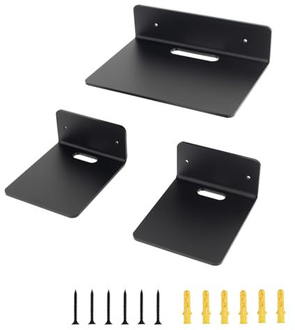 HQTS Petite Etagere Murale en Acrylique Lot de 3 Tablette Flottante Noir Mini Étagères Murales Les Dimensions sont respectivement de 14×12cm et 23×16.5cm avec vis