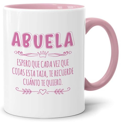 LOZACHE Taza Abuela de Café, Idea Regalo para Super Abuela Cumpleaños, Navidad, Dia de la Madre, 350ml Rosa