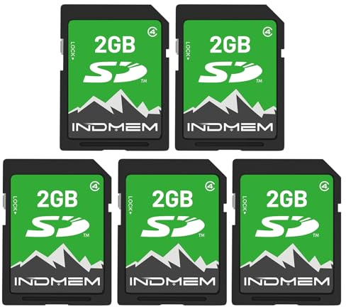 INDMEM Scheda SD da 2 GB, 5 confezioni da 2 GB, classe 4, schede di memoria flash 2G SLC standard Secure Digital per vecchie fotocamere digitali e fotocamere
