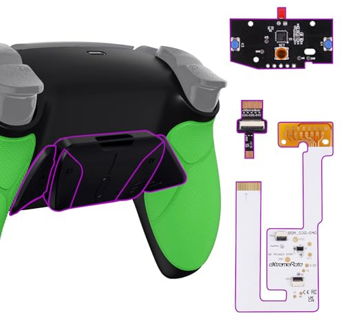 eXtremeRate RISE4 V3 Remap Kit pour ps5 Manette BDM-030/040/050, Coque Arrière Redessinée avec 4 Palette pour ps5 Controller BDM-030/040/050, Carte améliorée, Vert