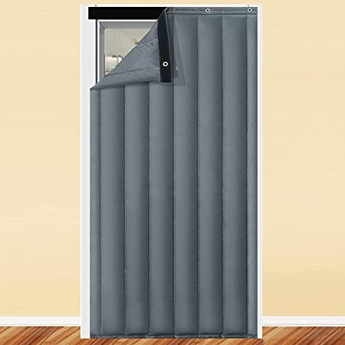 NIKSHI Door Panels, Thermal Insulated Drapes, Screen Door, Blackout Curtains, Soundproof Blanket for Door, Privacy Textured French Door Curtains, Front Door Curtain,Gray-W130cm*H220cm/51 * 86.5in