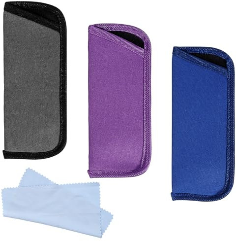 YQQYG 3 Pack Reading Glasses Case, Slip in Eyeglasses Cases, Soft Eyeglass Case, Protective Soft Glasses Sleeve for Anti Scratch Glasses Storage Bag Pouch