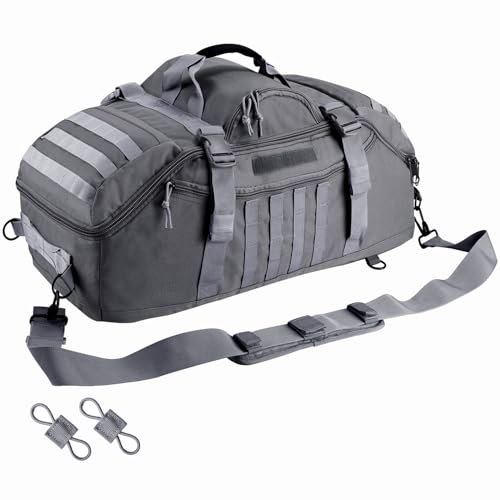 Hannibal Tactical Große Reisetasche, 3-in-1 taktischer Rucksack, MOLLE-Pack für Sport, Fitnessstudio, Outdoor, Schwarz, GRAU, 65L, Aktivitäten im Freien