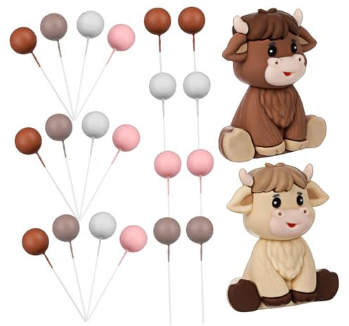 TOBBOMEY Highland Cow Party Cake Topper Decoration Animal Cake Decorations Birthday Shower Balls
