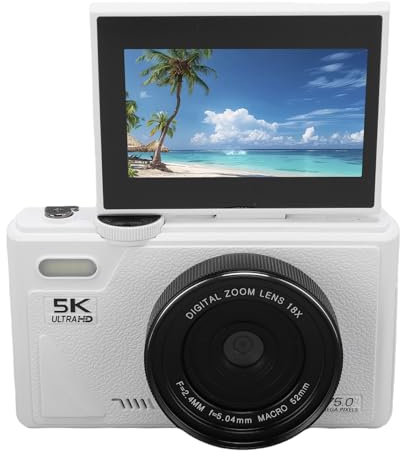 5K Digital Kamera für Fotografie, 75MP WiFi Autofokus Vlogging Kameras für YouTube mit 3 Flip Screen, 18X Digital Zoom & Anti Shake, Kompakte Videokamera Unterstützt 128G Karte (32G)