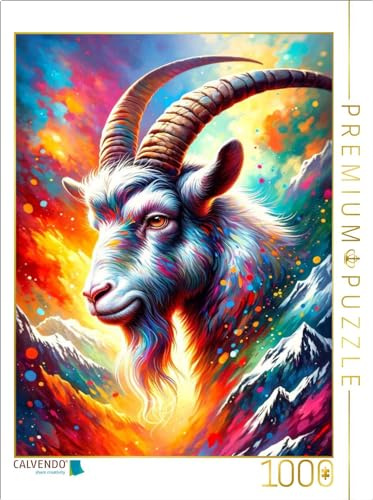 Puzzle · Steinbock - EIN Motiv aus dem Kalender Sternzeichen | Ein Jahr unter den Sternen mit von KI gemalten Tierkreiszeichen · 1000 Teile · Lege-Größe 64 × 48 cm · CALVENDO Puzzle