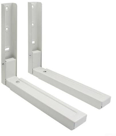 2 Pack Adjustable Microwave Wall Brackets, Steel Shelf with Extendable Support for Kitchen Use (White )