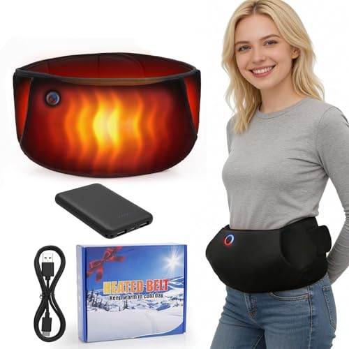 Rechargeable Heated Belt with Pockets, Adjustable Waist Size Heated Pad for Waist Abdomen Warming, Relieves Period Cramps,Heated Pad Hand Wamer 2 in 1 Perfect for Winter Gifts
