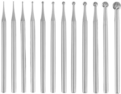 Kueohse Juego de 12 fresas con bolas redondas – Fresa para hacer joyas con vástago 3/32, puntas redondas de grabado en forma de bola