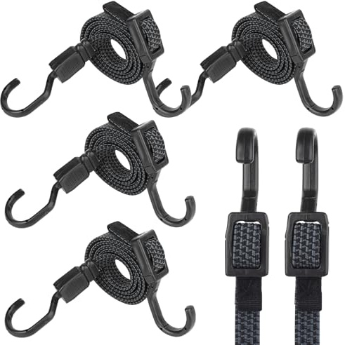 4 Pcs Pulpos Elásticos con Ganchos, 100cm Bandas Tensor de Equipaje, Cinchas de Amarre,Correas Elásticas con Ganchos,Correas Tensoras Ajustables para Portaequipajes de Techo de Motocicleta Bicicleta
