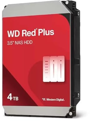 WD Red Plus 4TB NAS Hard Disk Interno 3,5 – 5400 RPM Classe, SATA 6Gb/s, CMR, 128MB Cache