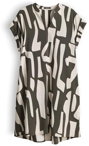 OPUS Damen Minikleid | Bedrucktes Shirtkleid aus ECOVERO™ Viskosemix deep Green, 38