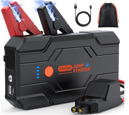 Cioripa Booster Avviamento Auto 8000A 14.8V 9.0L Benzina e 8.5L Diesel LED | Avviamento Batteria Auto Portatile 8000A 14.8V, Motori 9.0L Benzina e 8.5L Diesel, LED Con Cavo di Sicurezza, Power Bank