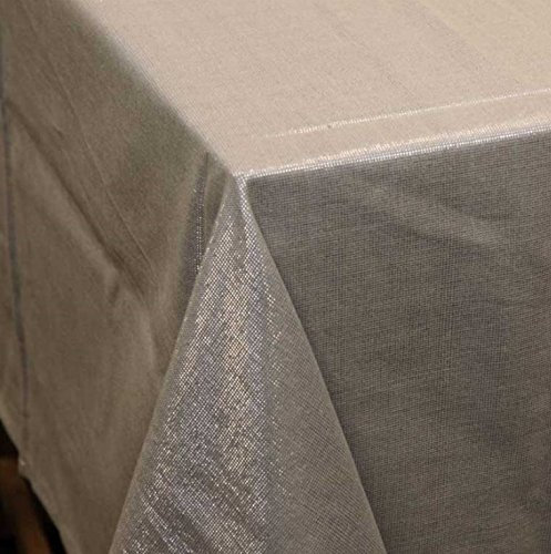 Tischdecke Glamour grau silberfarbig Lurex 150x300cm