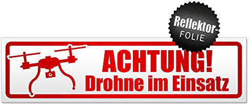 Kiwistar Magnetschild Achtung Drohne im Einsatz - 60cm Rot - reflektierend - magnetisch für Auto PKW Kfz - wiederverwendbares Hinweisschild aus Magnetfolie - für Fahrzeug, Truck