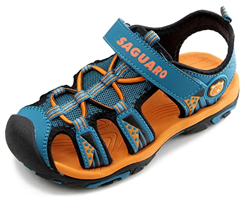SAGUARO Sandales anti-dérapantes respirantes fermées pour le trekking, la randonnée, la plage et le plein air avec fermeture velcro pour garçon 10.5 Royaume-Uni pour enfants Bleu foncé