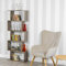 URBNLIVING Wooden S-Shaped Display Bookcase Storage Divider Unit (Grey Oak, 5 Tier)