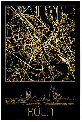 artboxONE Poster 90x60 cm Städte Köln in Gold hochwertiger Design Kunstdruck - Bild Deutschland Germany Heimat