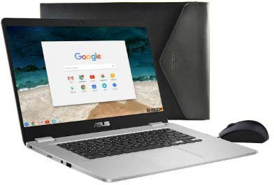 Newest Asus Chromebook 14 HD Intel N3350 Processor Upto 2.4GHz, 4GB RAM, 32GB EMMC Plus Vgsion Mouse and Sleeve