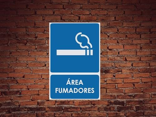 Pack 5 Señales de Área Fumadores | Medida 21x29,70cm | Señaletica en Material PVC 3 mm | Duradera y Económica