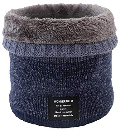 MoreChioce Unisex Strickschal, Winter Warm Schlauchschal Loop Schal Gestrickter Nackenwärmer Windstopper-Schal mit Fleece innen Hals Warmer zum Skifahren Motorrad Radfahren Wandern,Blau #B