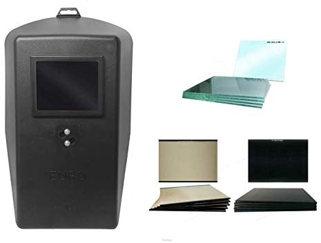 Schweißerschutzschild im Set mit einem Vorsatzglas und einem getönten Schutzglas DIN 11 90 x 110 mm