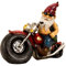 Mel-O-Design Gartenzwerg auf einem Motorrad, Höhe 28 cm, Breite 35 cm, Grau, Kunststein, Humorvoll, Outdoor, Bodenmontage