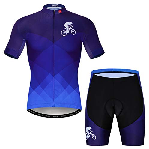Radtrikot Set Herren Atmungsaktiv Fahrradanzug Mountainbike Bekleidung MTB Trikot Quick Dry, 31, M