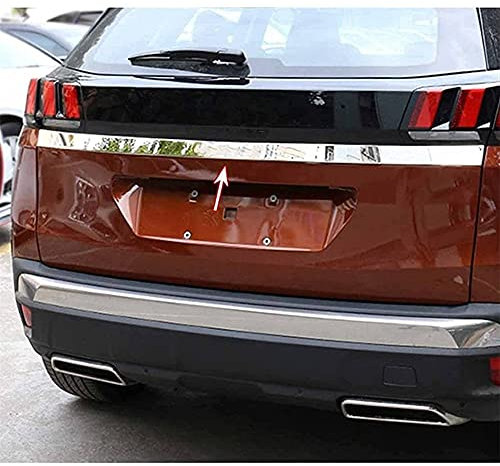 Coffre ArrièRe Couvercle Garniture pour Peugeot 3008 2017 2018 2019 2020 2021,Acier Inoxydable Chrome Voiture Hayon Couvercle Protection Autocollants PoignéE De Porte ArrièRe Style Accessoires