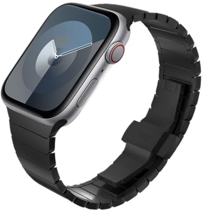 KADES Edelstahl armband für Apple Watch Armband,Herren Damen Metall armband Ersatzarmband für Apple watch Ultra 2 armband 49mm,Ultra 49mm,Series 10 46mm,9/8/7 45mm,SE/6/5/4 44mm,3/2/1 42mm,Schwarz