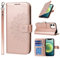 ELTEKER Handyhülle iPhone 12 mini Hülle, [3 Kartenfächer] [Magnet Verschluss] Leder Eleganter Prägung Schutzhülle Klapphülle für iPhone 12 mini, Roségold