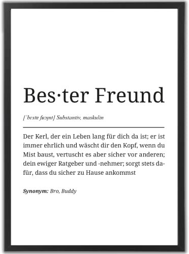 tradercat Best Friends Poster Definizione Stampa Artificiale Idea Regalo Amico Murale con Cornice A4 per Ufficio, Decorazione Home Regalo di Compleanno, Sinonimi: Bro, Buddy, Onesto, Supporto