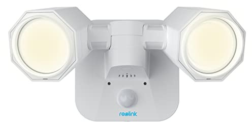 Reolink Flutlichter Außen mit Dual-Head, 18W 2000 Lumen Helligkeit, Eingebauter PIR Sensor, IP65 Wasserfestigkeit, Unterstützt den Verknüpften Arbeitsmodus Kameras und NVRs, Floodlight PoE